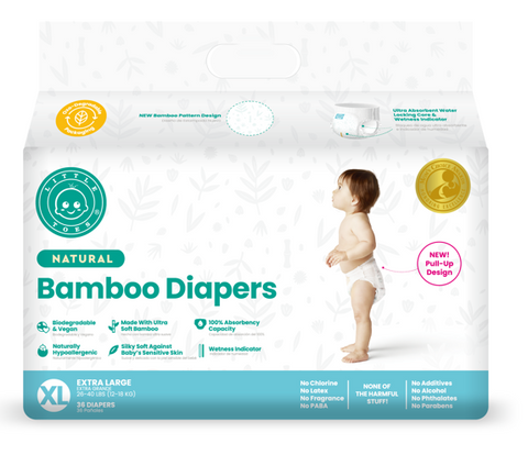 Little Toes Disposable Natural Bamboo Diapers and Pull-Ups | Go Green | 36 Packs