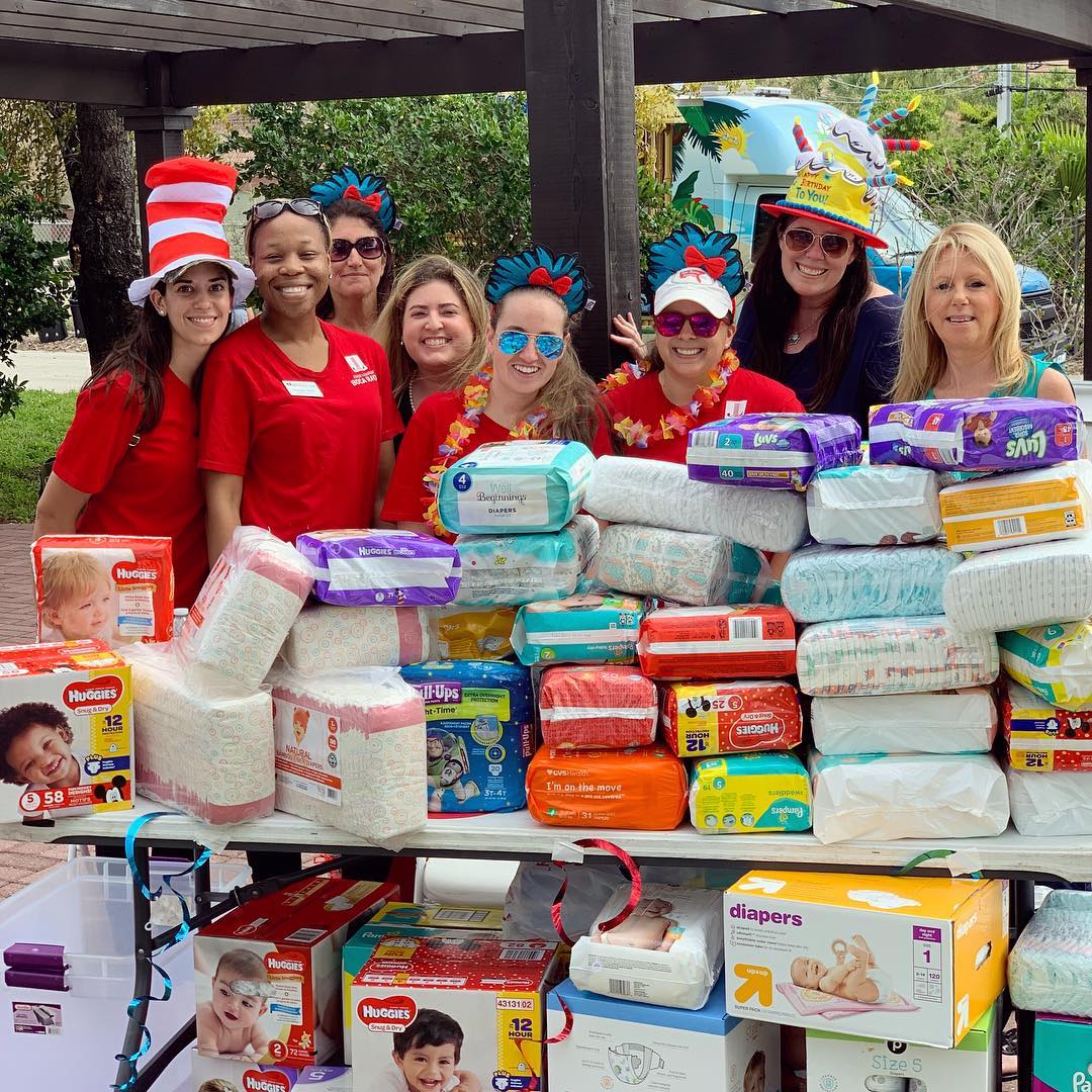 Women with diaper products