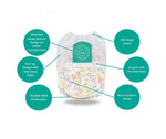 Little Toes On The Go natural disposable swim diapers in a 2 pack, featuring colorful designs for toddlers.