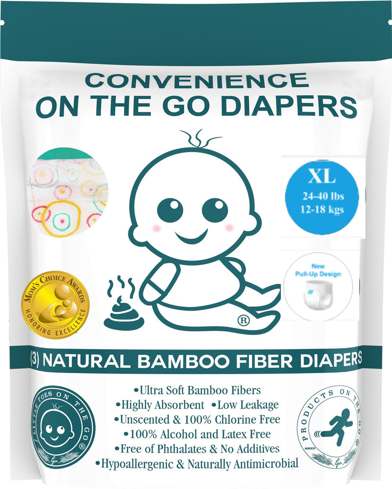 Little Toes Disposable Natural Bamboo Diapers and Pull-Ups | Go Green | 3 Pack