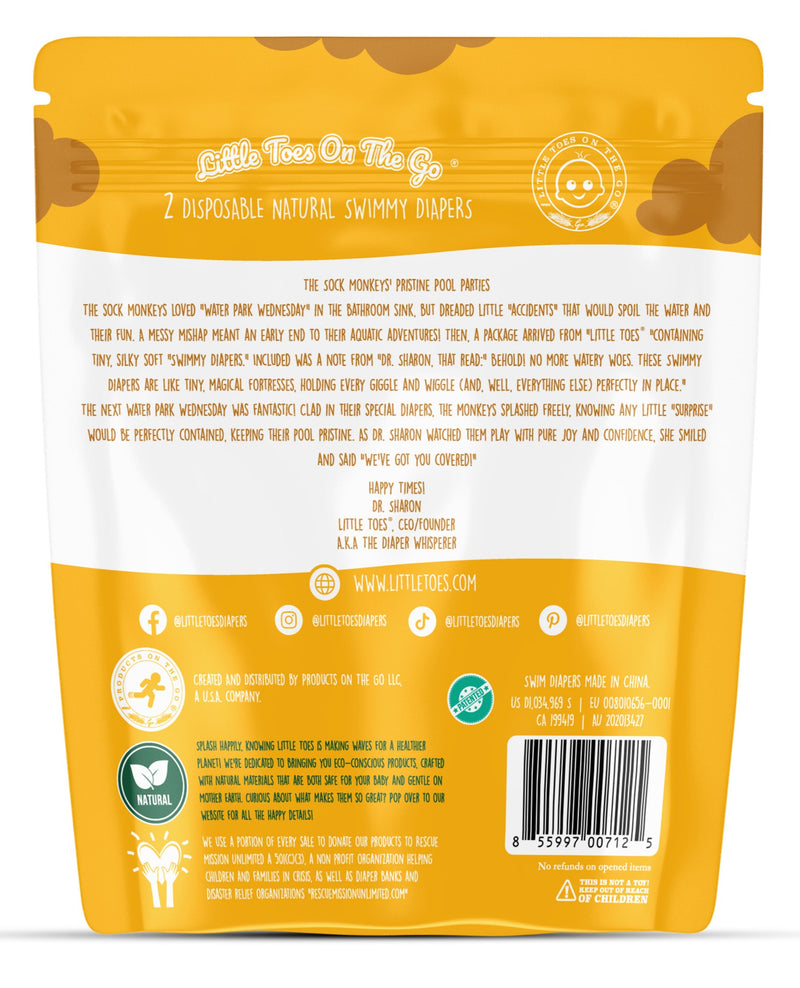 Little Toes On The Go Natural Disposable Swim Diaper  2 Pack