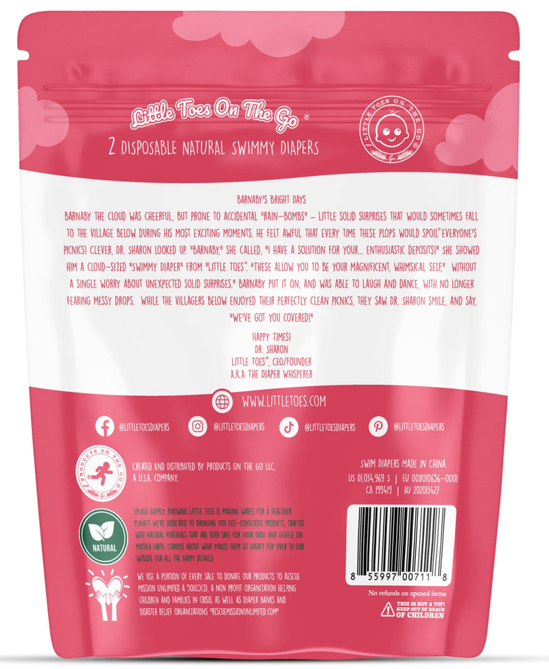 Little Toes On The Go Natural Disposable Swim Diaper  2 Pack