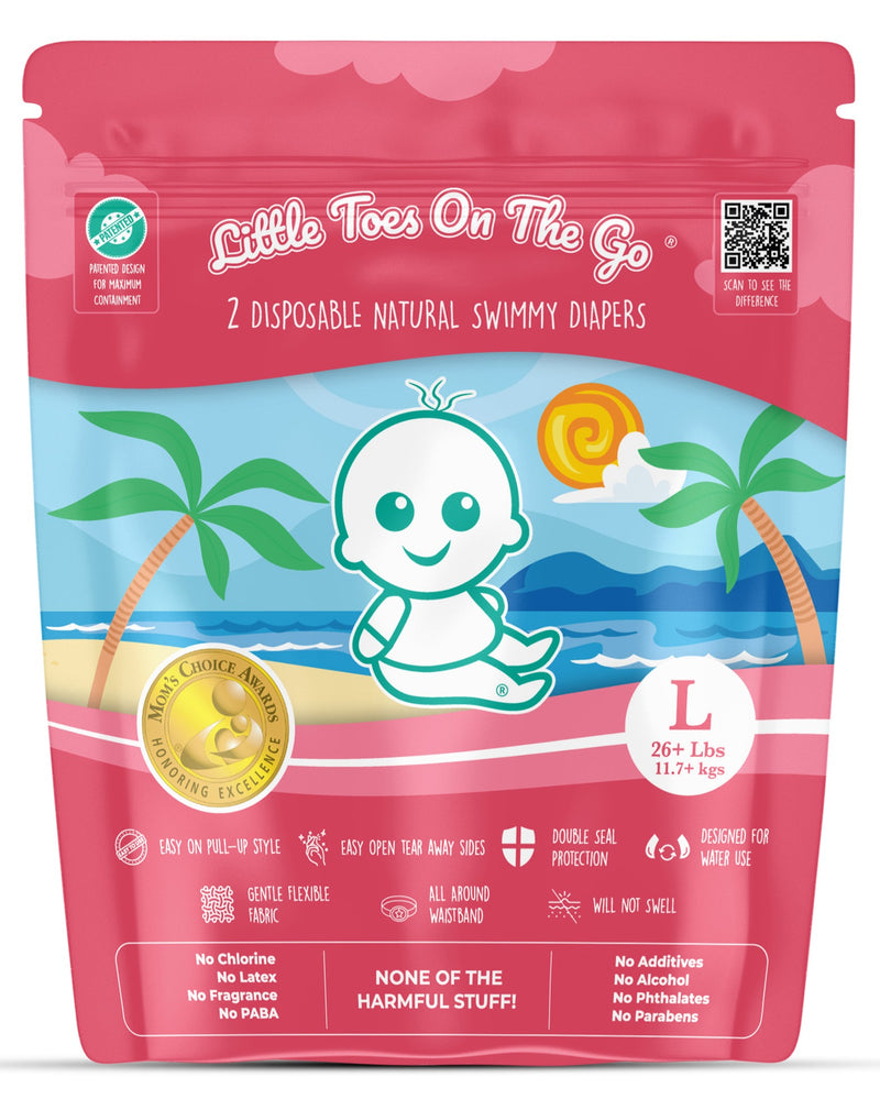 Little Toes On The Go Natural Disposable Swim Diaper  2 Pack