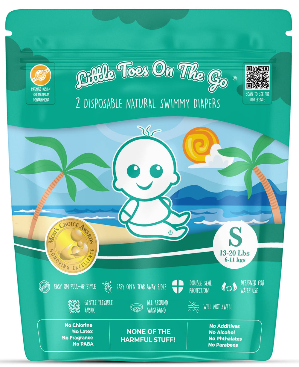 Little Toes On The Go Natural Disposable Swim Diaper  2 Pack