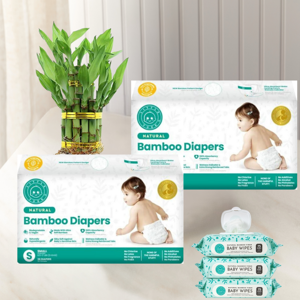 Little Toes Bamboo Bundle :  Count 72 Diapers and 225 Wipes