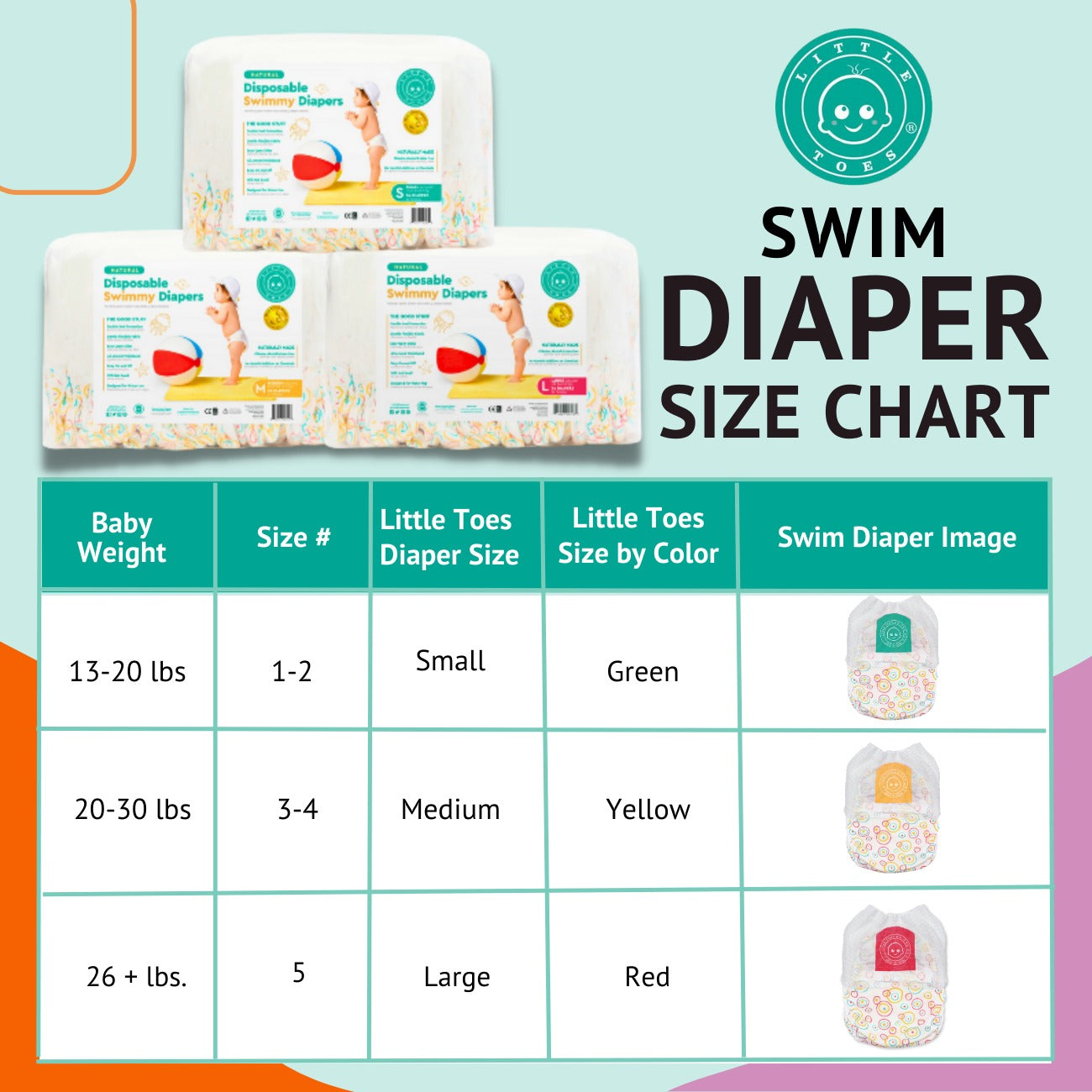 Little Toes On The Go Natural Disposable Swim Diaper  2 Pack