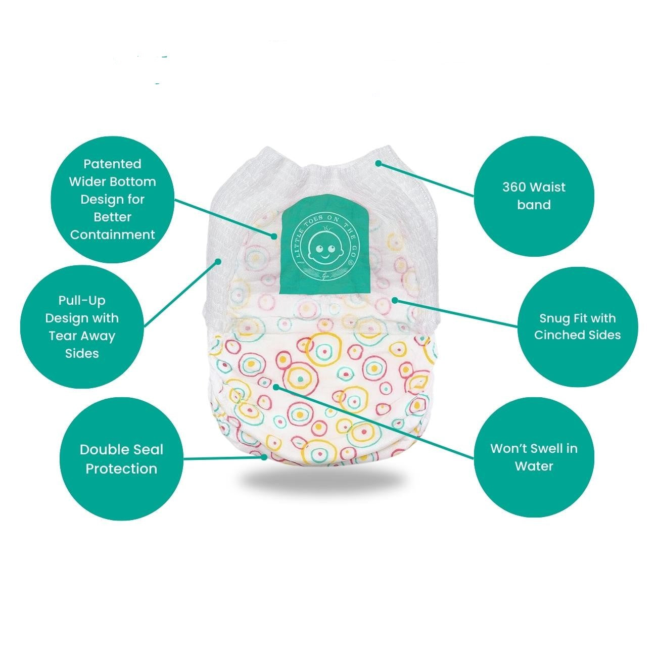 Little Toes On The Go Natural Disposable Swim Diaper  2 Pack