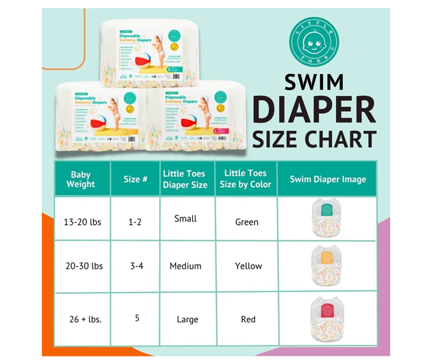 Little Toes Natural Disposable Swim Diapers - 24 Pack