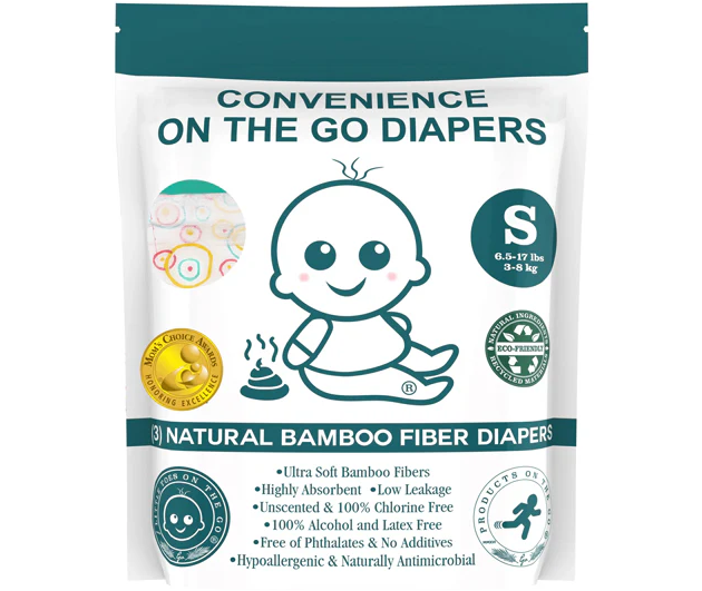 Little Toes Disposable Natural Bamboo Diapers and Pull-Ups | Go Green | 3 Pack