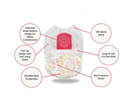 Little Toes natural disposable swim diapers in a pack of 24, featuring a colorful design for babies and toddlers.