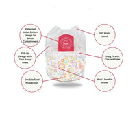 Little Toes On The Go natural disposable swim diapers in a 2 pack, featuring playful design for water fun.