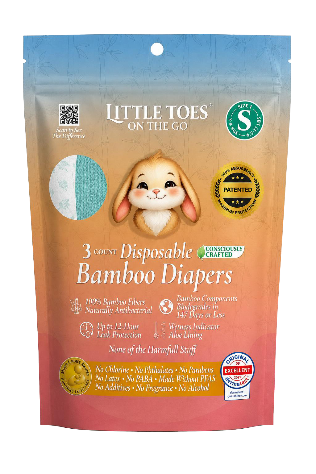 Little Toes® Eco System Woodland Edition™ – On The Go 3-Pack Bamboo Diapers