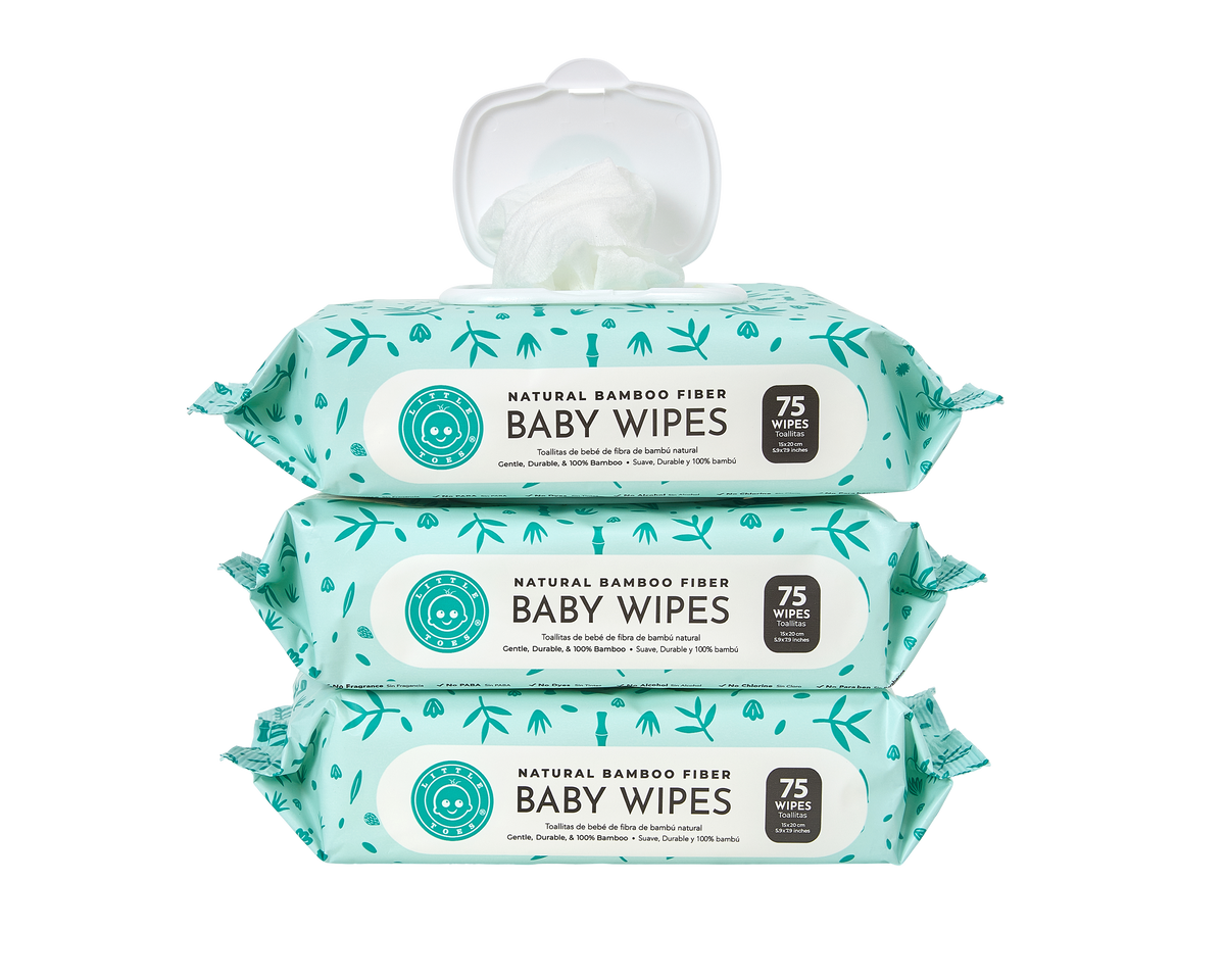 Baby Wipes- 3 Packs of 75 Wipes - Little Toes