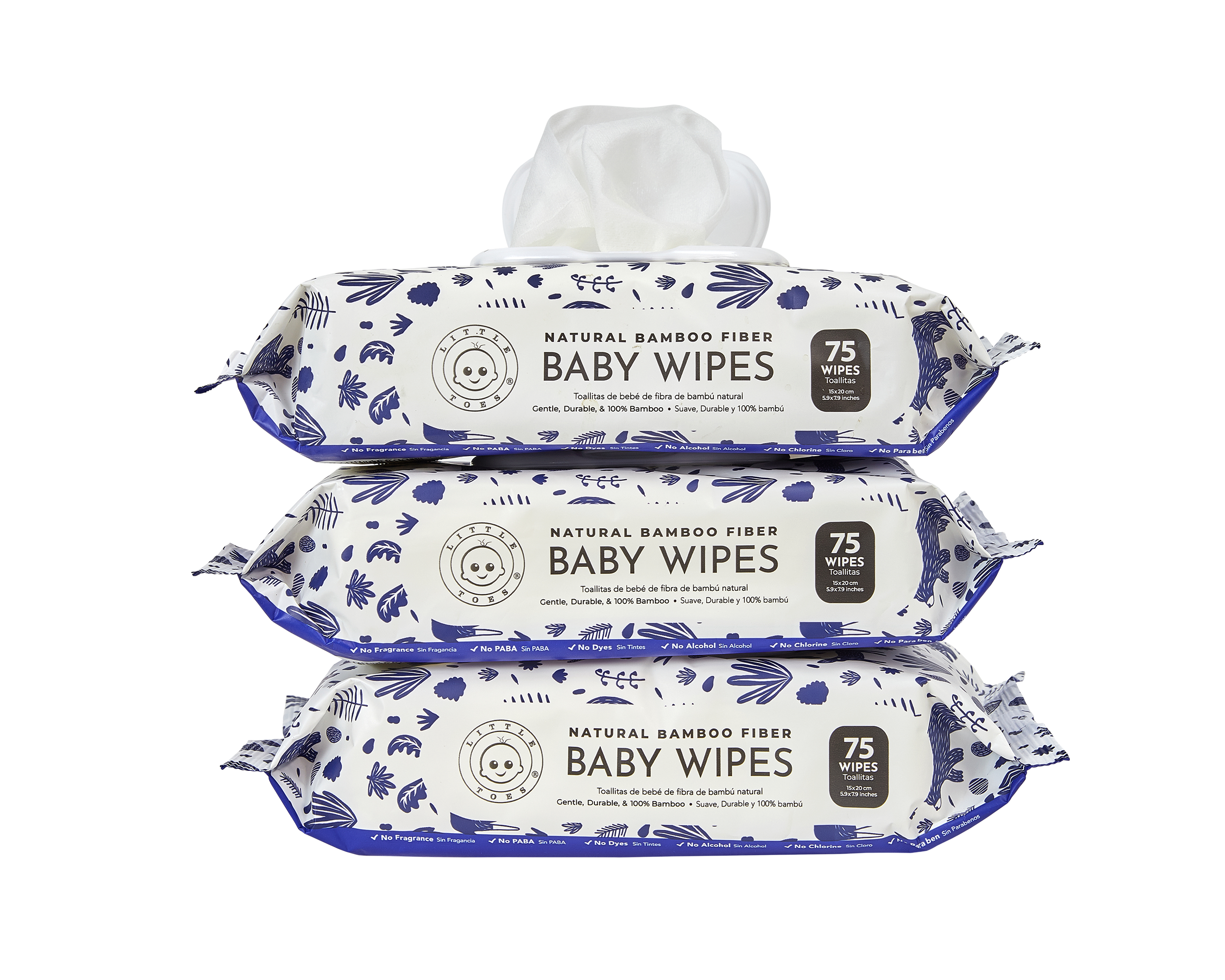 Baby Wipes- 3 Pack of 75 Woodland