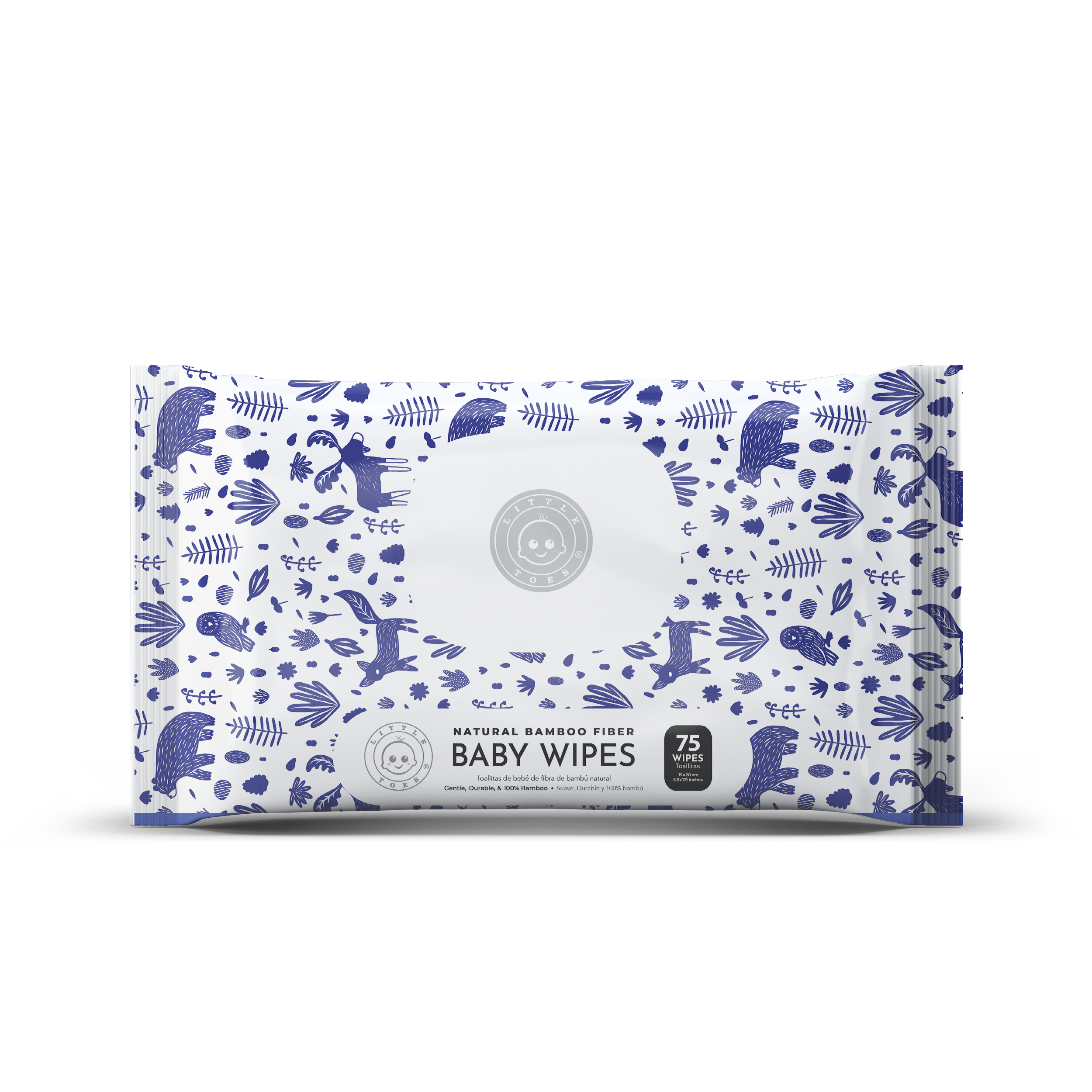 Little Toes Natural Bamboo Fiber Baby Wipes- Pack of 75 Woodland
