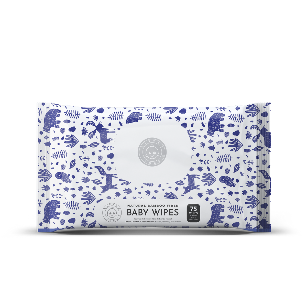 Little Toes Natural Bamboo Fiber Baby Wipes- Pack of 75 Woodland