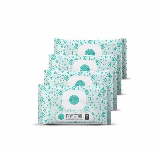 Baby Wipes- 4 Packs of 75 Wipes