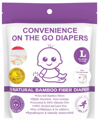 Little Toes Disposable Natural Bamboo Diapers and Pull-Ups | Go Green | 2 Packs