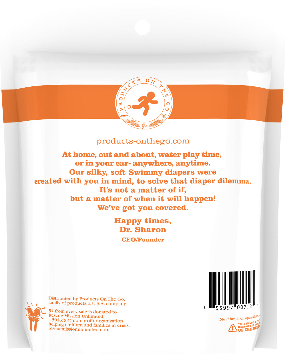 Little Toes Convenience On The Go 2x Swimmy Diapers | Size Medium (20-30 lbs. / 9 - 13 Kgs) back